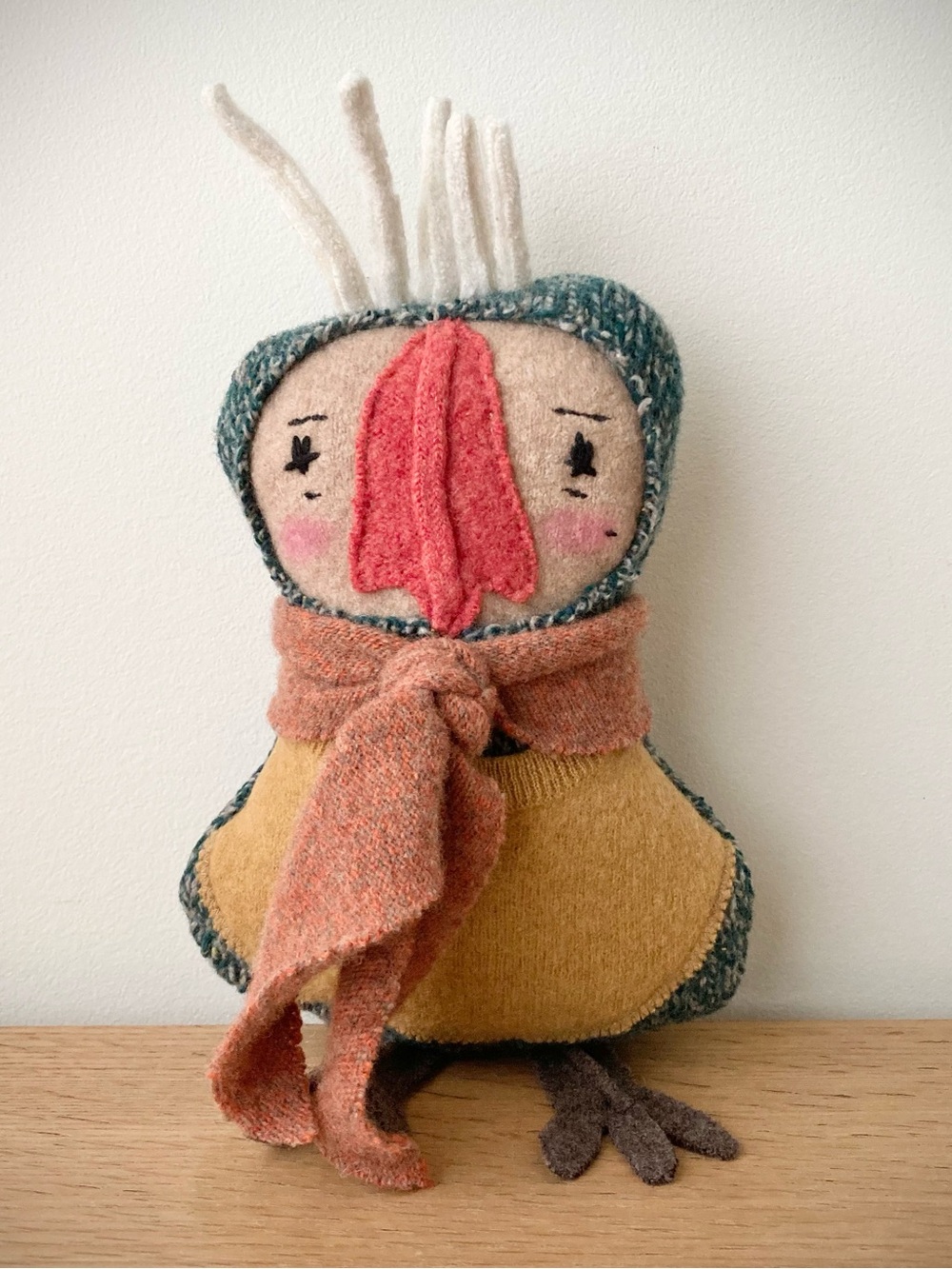 joodito bird owl reclaimed wool cashmere folk art rag doll japanese wabi sabi